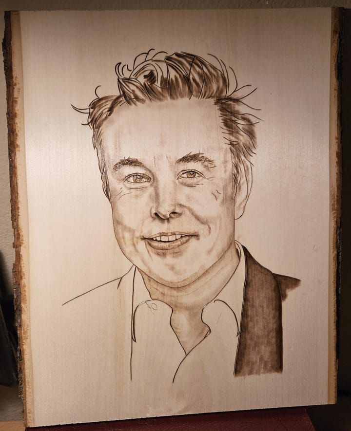 New Pyrography - Burning Elon Musk